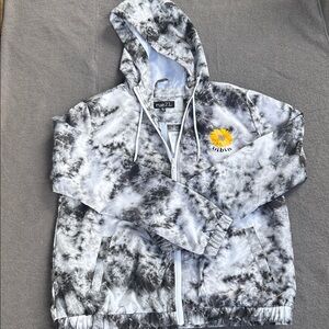 Rue21 Monochrome Tie-Dye Utility Jacket with Sunflower